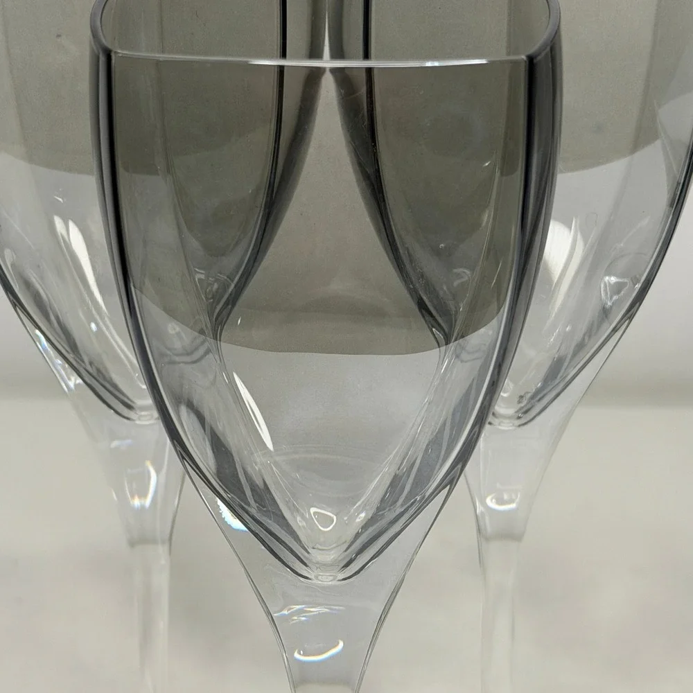 Mikasa Wine Glasses Panache Platinum Smoke Gray Square Rim 8.25